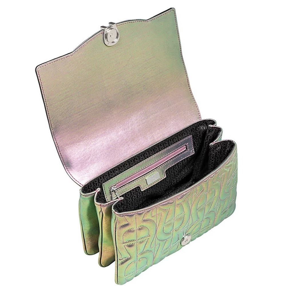 NWOT Aigner Diadora Scarabeo Iridescent Pink Shoulder Crossbody Bag - Ret $1,600 - Picture 2 of 3